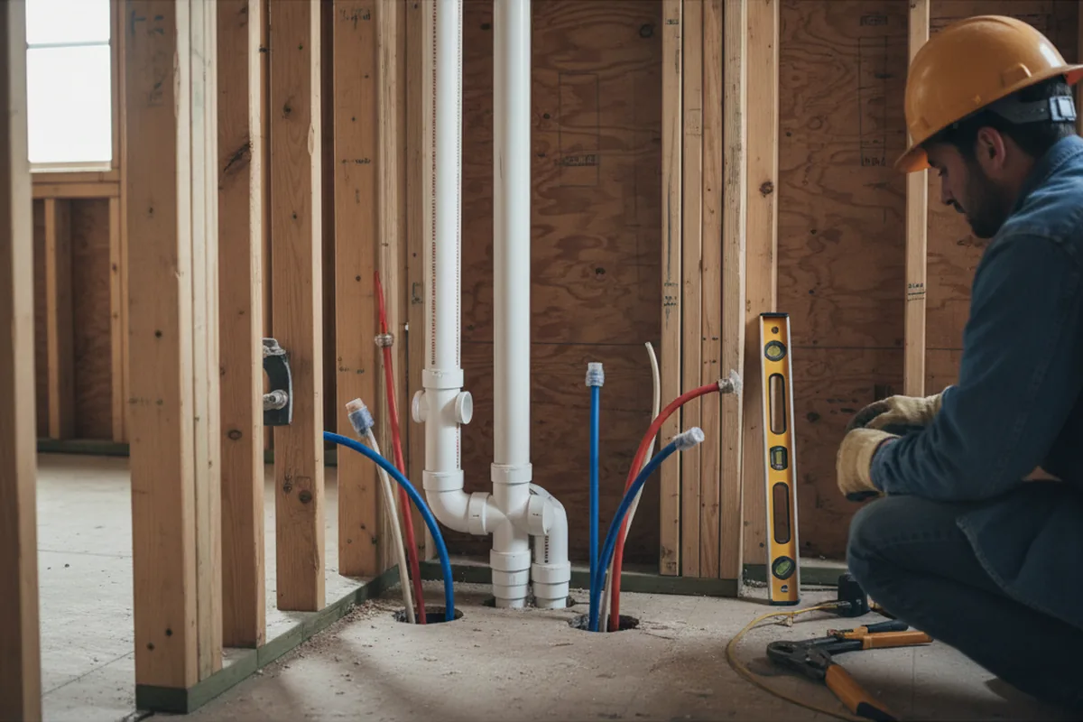Drain and supply rough-in during Leak Detection in Cedar Creek